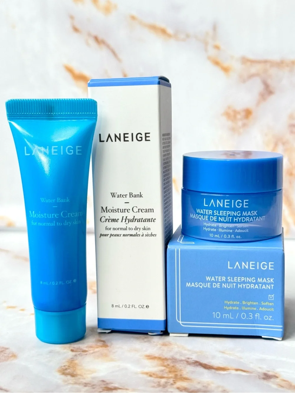 Laneige Water Bank Moisture Cream and Sleeping Mask Moisturizer Travel Set NEW